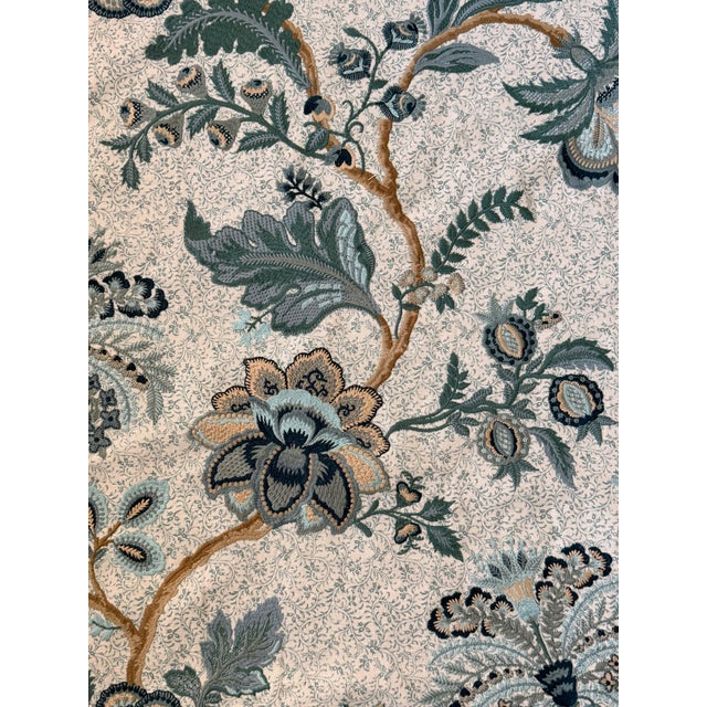 2020s Brunschwig & Fils Anduze Embroidery Teal/Sky Fabric 2 Yards For Sale - Image 5 of 6