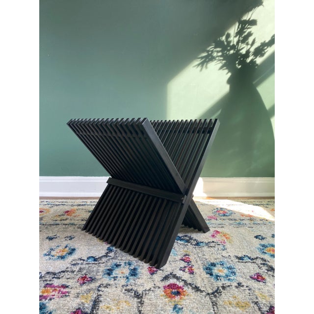 Late 20th Century Mid-Century Modern Black Acrylic Foldable Magazine Rack For Sale - Image 12 of 12