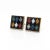 Metal Vintage American Swank Square Brass & Inlaid Stone Cufflinks For Sale - Image 7 of 12
