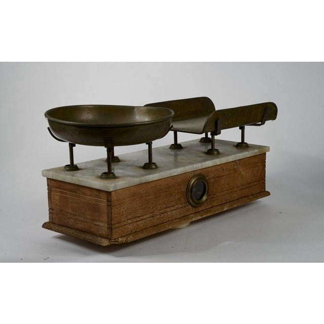Antique Scale with Marble Top & Brass Plates, Italy, 1900s For Sale - Image 15 of 18