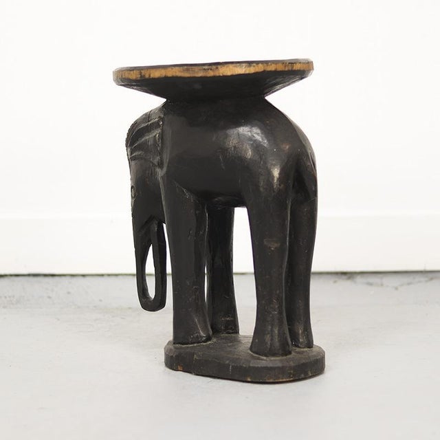 Wood Antique Folk Art Colonial Elephant Side Table / Pedestal For Sale - Image 7 of 10