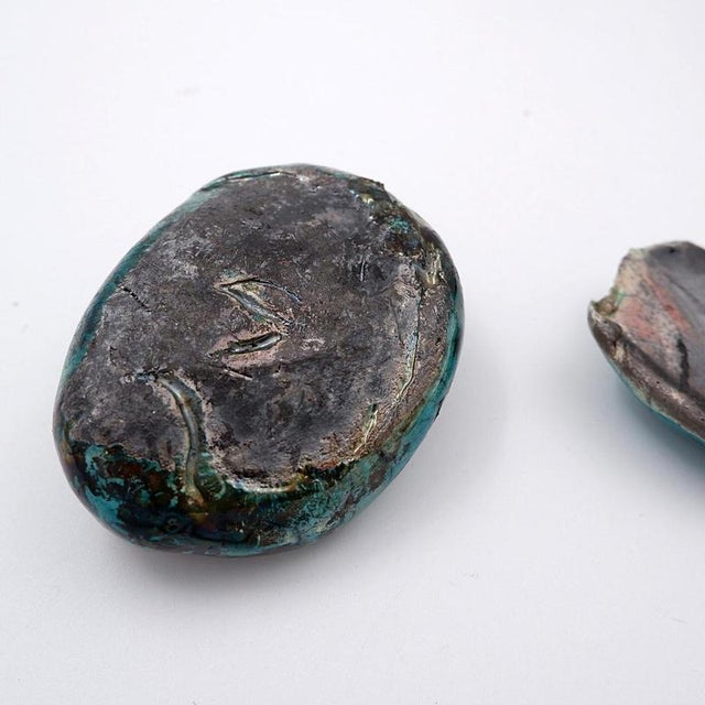 Turquoise Ceramics by N. Lebrun for Fond d'Atelier, Belgium 1970s, Set of 6 For Sale - Image 14 of 15