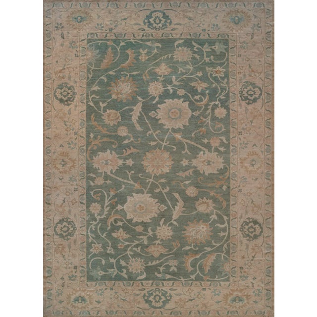 Green Antique Handwoven Amritsar Wool Rug For Sale - Image 8 of 8