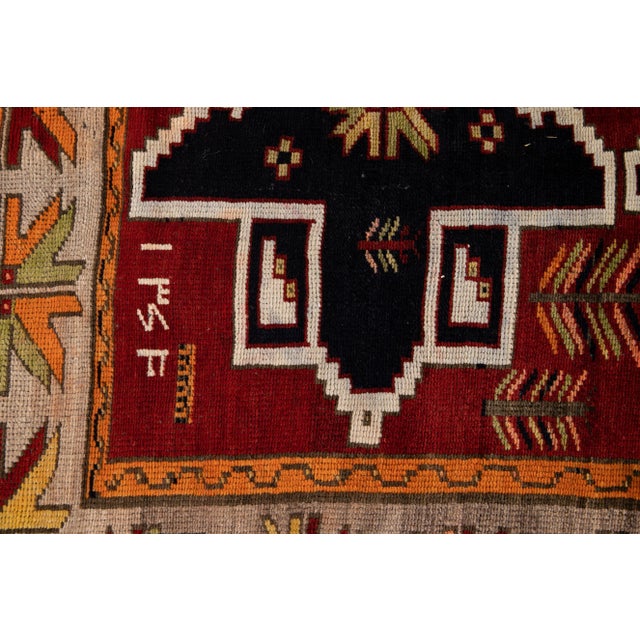 1960s Vintage Azeri Handmade Red Tribal Wool Runner For Sale In New York - Image 6 of 9