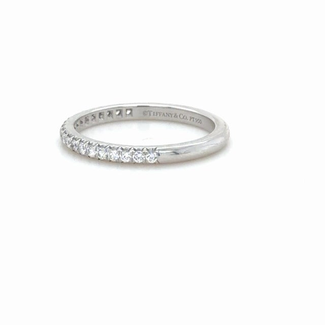 Metal Tiffany & Co. Soleste 0.17 CTTW Diamond Band, Platinum, Size 6 For Sale - Image 7 of 10