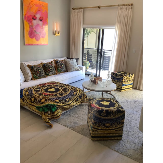 Italian Gold/Black Velvet Throw Made From Upholstery Fabric For Sale In New York - Image 6 of 12