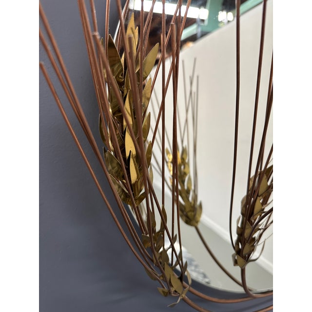 Curtis Jere Mid Century Curtis Jere Wheat Stalk Mirror Signed Dated 1981 For Sale - Image 4 of 8