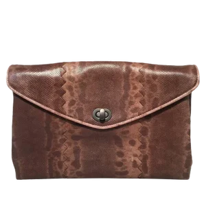 Bottega Veneta Brown Lizard Leather Clutch