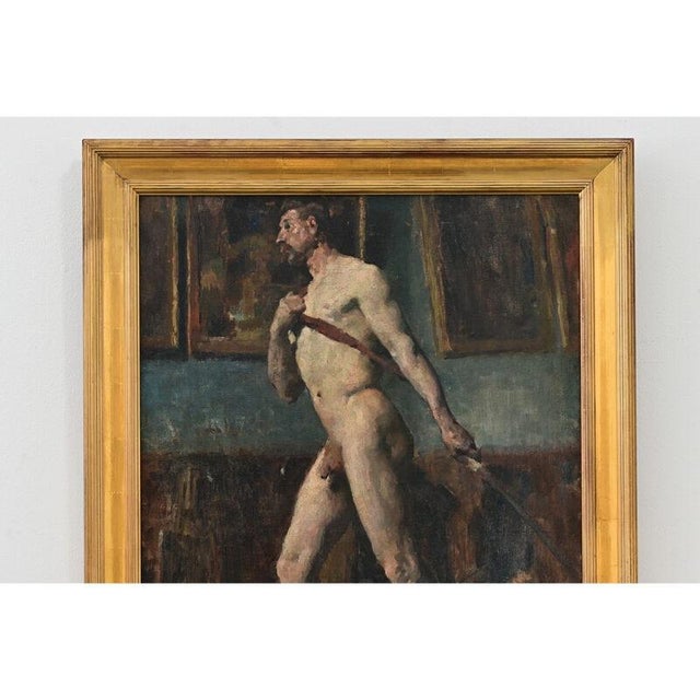 An early 20th-century gilt framed oil on canvas painting by French artist Jean Didier-Tourné (1882-1967), depicting a...