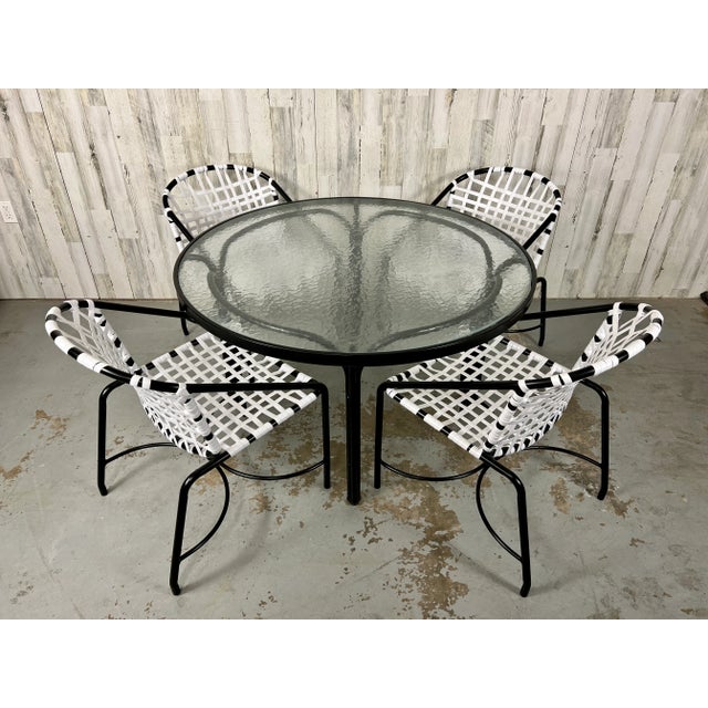Vintage set of four of Tadao Inouye for Brown Jordan Kantan style dining chairs with round dining table Fully restored...