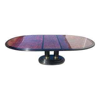 Henredon Scene Three Lacquered Myrtle Burl Dining Table For Sale