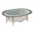 Late 20th Century Vintage White Wicker Oval Coffee Table W/ Glass Top For Sale