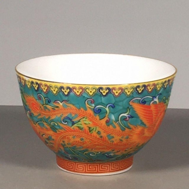 Ceramic Vintage Qing Famille Rose Porcelain Teabowl – Phoenix & Floral Motif, Yongzheng Mark For Sale - Image 7 of 9