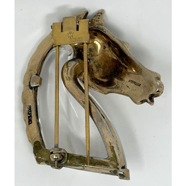 Jelly Belly Horse Head Pin Clip by Trifari Designed by Alfred Philippe, 1940's Plated sterling silver horse head and mane....