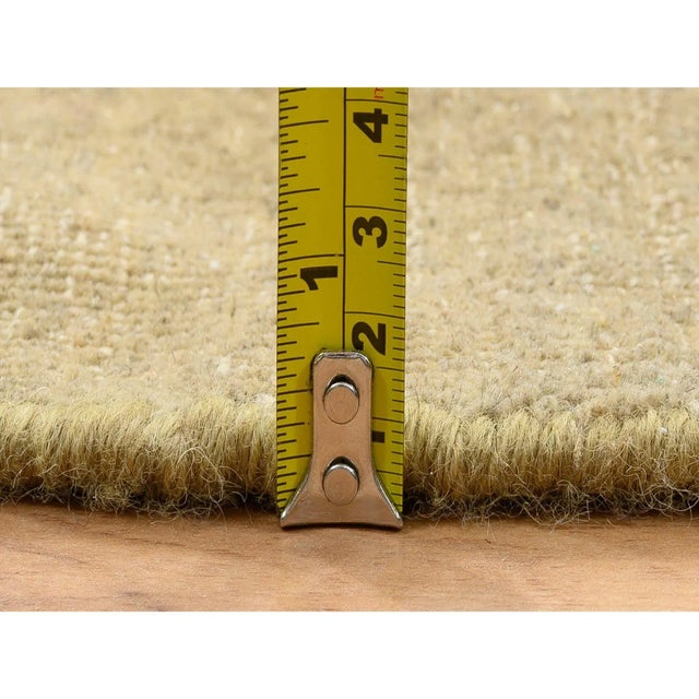 2010s Gold Brown, Hand Knotted Transitional Sarouk Silk With Textured Wool, Round Oriental Rug For Sale - Image 11 of 13