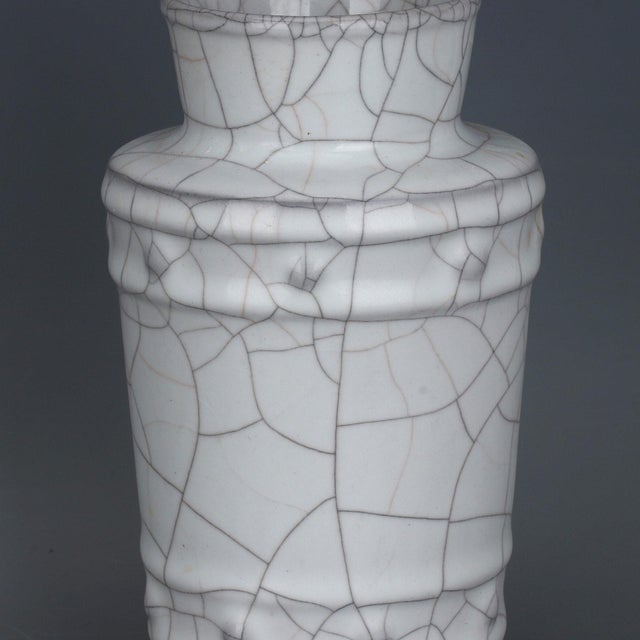 Chinese Ceramic Vase Guan Ware Crackle Glaze Celadon Vase For Sale - Image 9 of 9