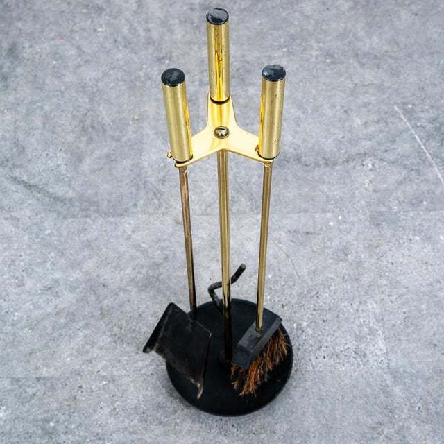 1960s Mid Century Modern Fireplace Tools Brass Cast Iron Pilgrim Seymour Nelson Metal For Sale - Image 11 of 11