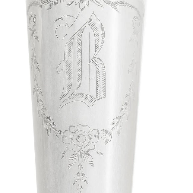 Victorian Antique Victorian Sterling Silver Trumpet Vase by SGS Co — Weighted, Engraved For Sale - Image 3 of 8