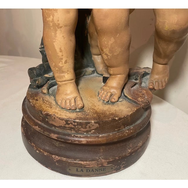 Large Antique Handmade Nude Cherub Cupid Pottery Sculpture Statue Terracotta For Sale - Image 13 of 15