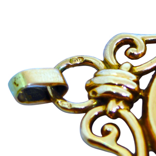 Antique 14k Gold Mother-of-Pearl and Onyx Flip Fob Pendant For Sale - Image 10 of 11