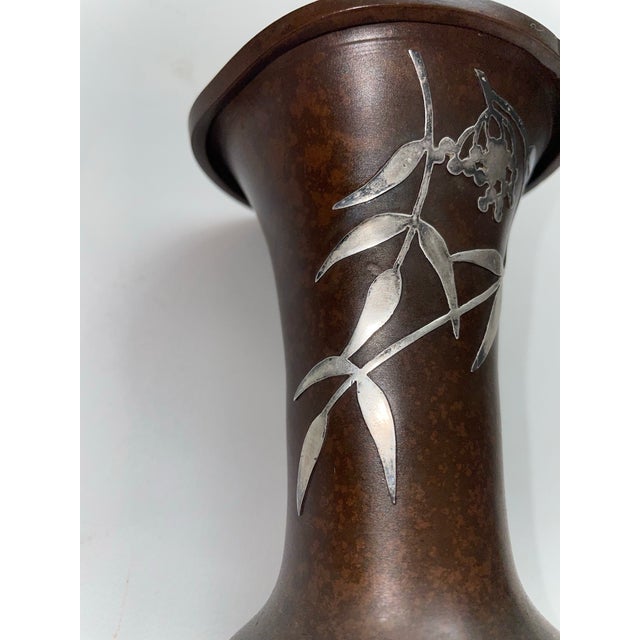 Coffee 1920s Heintz Art Metal Shop Sterling Silver on Bronze Vase. For Sale - Image 8 of 10