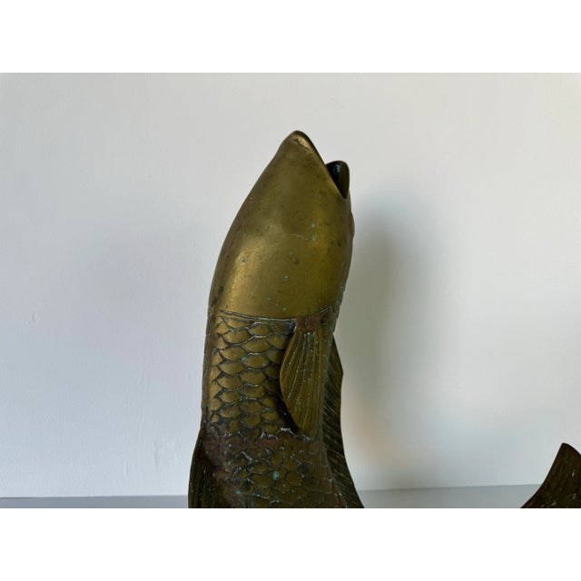 1960's Vintage Solid Brass Koi Fish on Base Sculpture/ Sold For Sale - Image 10 of 12