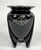 Circa 1930s black cobalt glass vase in an elegant Art Deco form with ornamental silver inlays featuring swags having a...