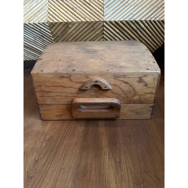 Mid 20th Century Vintage Handmade Rustic Wood Tray With Domed Cover For Sale - Image 5 of 15