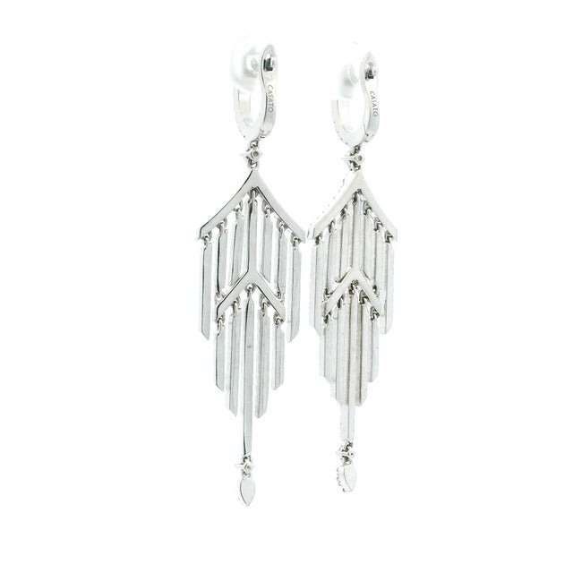 2010s Casato Gioielli Italian 18k White Gold Diamond Art Deco Revival Chandelier Earrings, Pair For Sale - Image 5 of 13