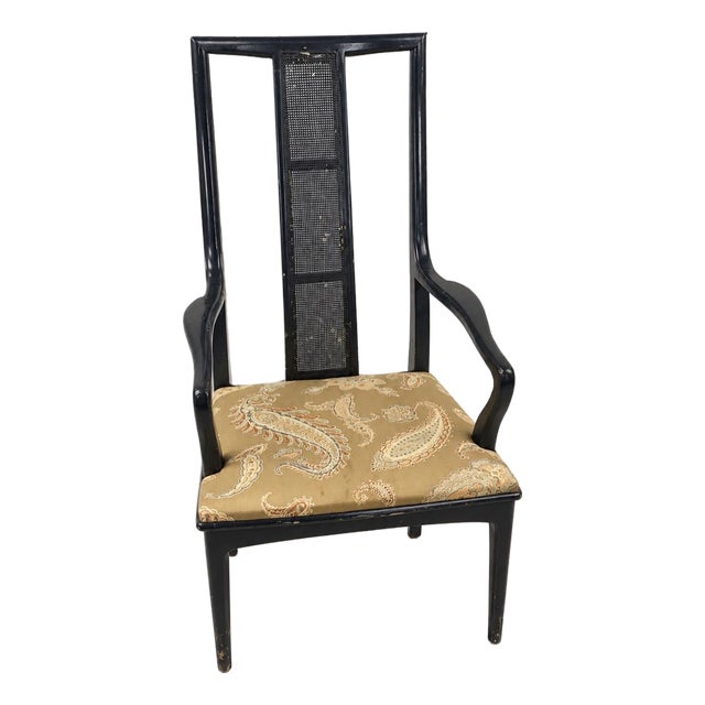 Vintage John Stuart Asian Modern Cane Back Armchair For Sale
