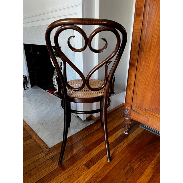 Art Nouveau Early 20th Century Thonet #4 Bentwood & Cane Cafe Daum Bistro Dining Chair For Sale - Image 3 of 9