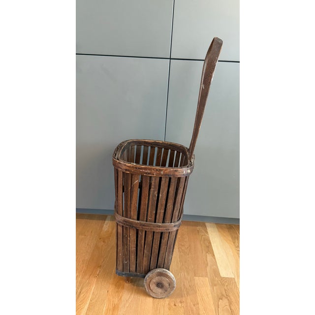 Early 20th Century Antique Bentwood Grocery Shopping Cart Pull Basket For Sale - Image 5 of 11