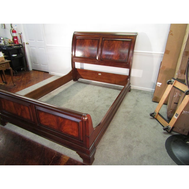 Traditional Ethan Allen Solid Mahogany Queen Size Sleigh Bed For Sale - Image 3 of 11