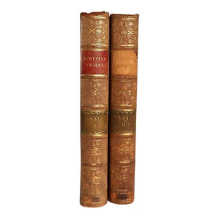 Mid 19th Century The Scottish Chiefs by Miss Jane Porter Leather Books - Set of 2 For Sale