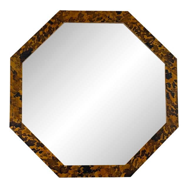 Faux Tortoise Hand Painted Octagonal Large Mirror For Sale