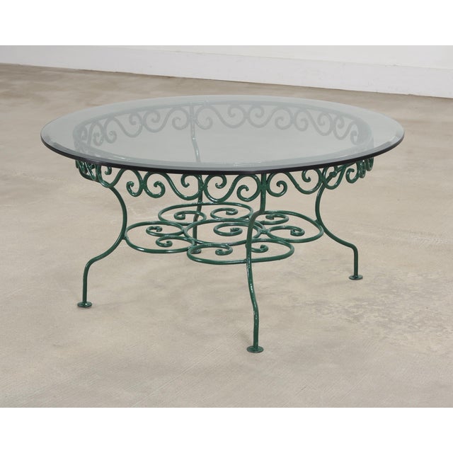 o.w. Lee American Regency Style Wrought Iron and Glass Scrolled Garden Table For Sale - Image 18 of 18