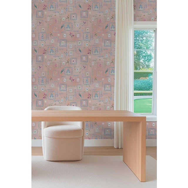 Off-white Mahjong Tile Grasscloth Wallpaper by House Party | Coral Crack | 6 Yards For Sale - Image 8 of 8