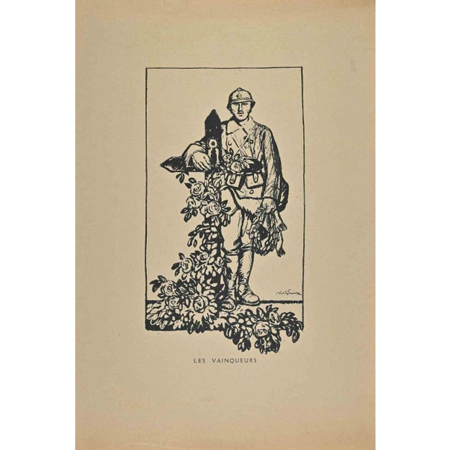 Abel Faivre, The Winners, Original Woodcut, Mid 20th-Century For Sale