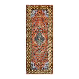 3.6x10Ft. Brunt Orange Persian Design Inspired Hand Knotted Wool Runner Rug For Sale