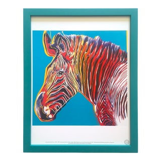 Andy Warhol Estate Vintage 1989 Endangered Species Framed Lithograph Print " Grevy's Zebra " 1983 For Sale