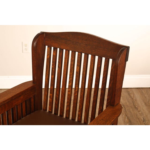 West Michigan Furniture Co. Michigan Chair Company Arts And Crafts Oak Armchair For Sale - Image 4 of 18