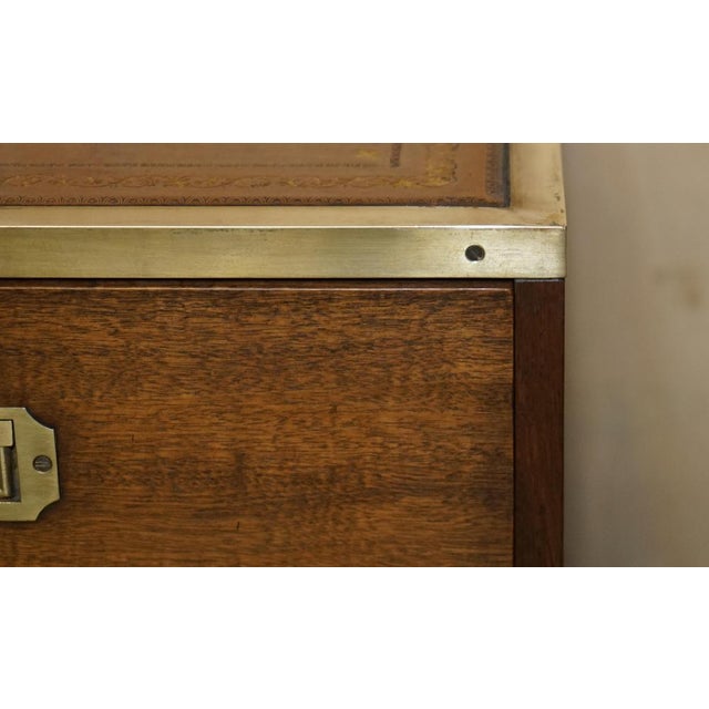 Metal Fully Military Campaign Kennedy Leather Side Table with Drawers from Harrods For Sale - Image 7 of 18