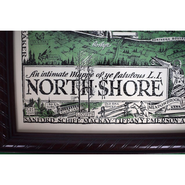 Map Sz: 19 3/4"H x 23 3/4"W Frame Sz: 22 1/8"H x 26 1/8"W w/ Prominent North Shore Family Names: Bostwick Chrysler Field...