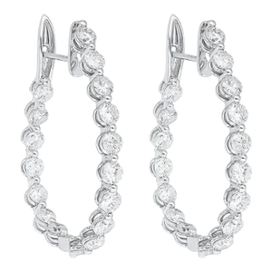 3.72 Carat Diamond Full Eternity Hoop Earrings in 18k White Gold - 2 Pieces