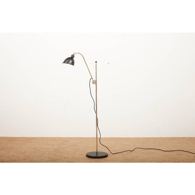 Floor Lamp Type K, Black Cast Metal Base, Steel Tube Frame, Black Lacquered Sheet Metal Shade, Rotary Switch, E27 Socket;...