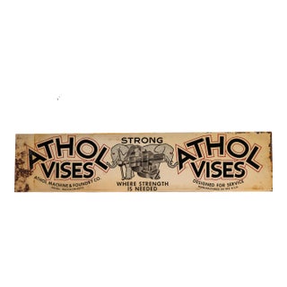 Vintage Double-Sided Athol Vises Tin Litho Advertising Sign For Sale