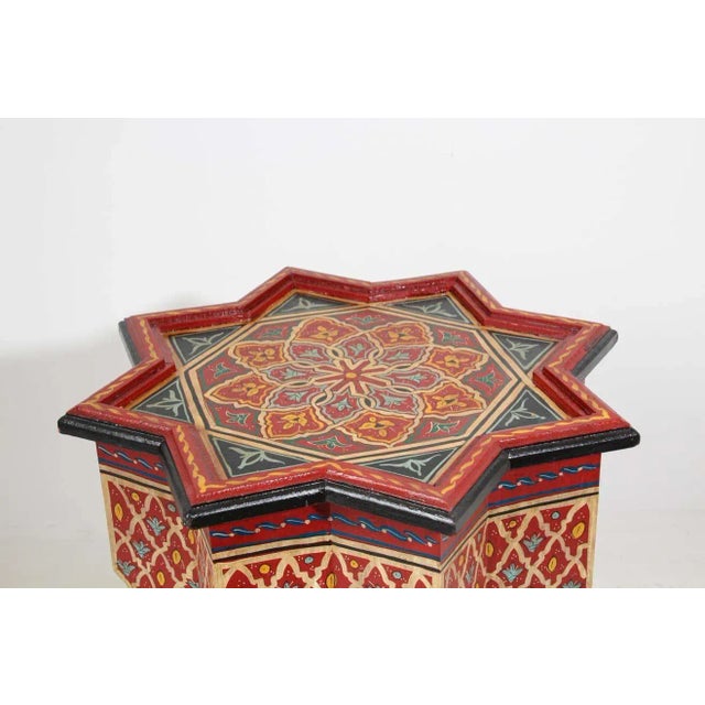 Moroccan Moorish Hand-Painted Polychrome Star Side Table, Circa 1950 For Sale - Image 13 of 13