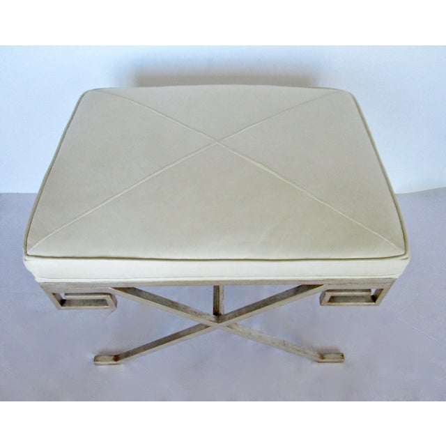 C. .2001 Nancy Corzine Gilt Sterling Silver Over Forged Metal "Greek Key," Leather Topped "Marston" Benches For Sale - Image 13 of 18