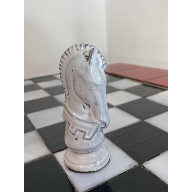 Chess Coffee Table with Wrought Iron and Ceramic Board, Ceramic Game Pieces, 1960s For Sale - Image 10 of 18
