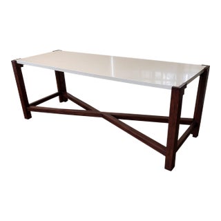 Contemporary-Mahogany-Quartz Console Table For Sale
